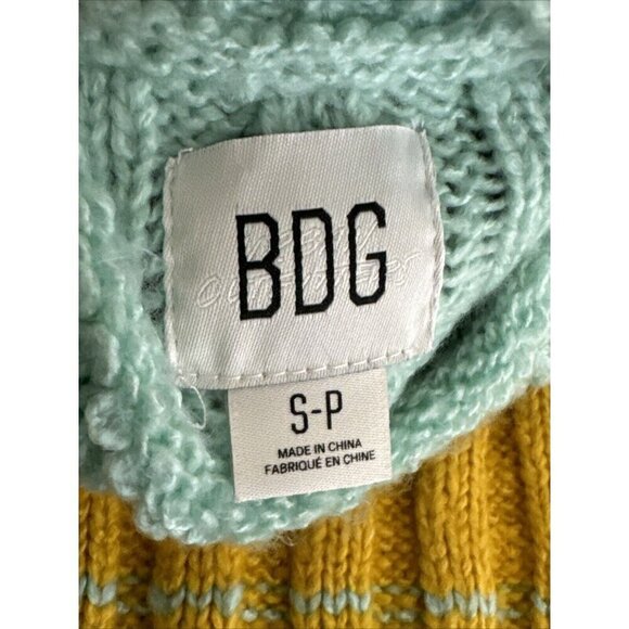 BDG Cropped Mock Neck Chunky Rib Sweater Women's S Gold Blue NWT - Picture 9 of 14